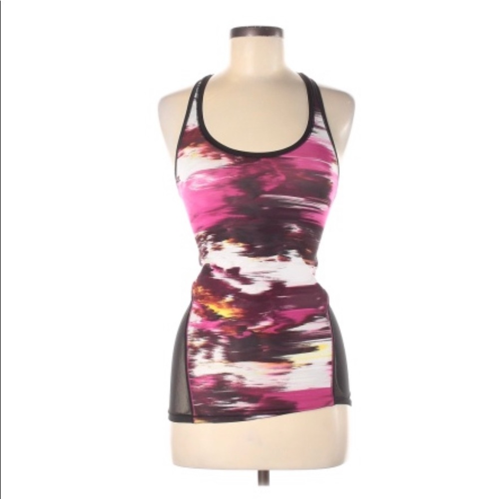 Lululemon workout tank, EUC, fitted, sheer black back, racerback, women’s size 6